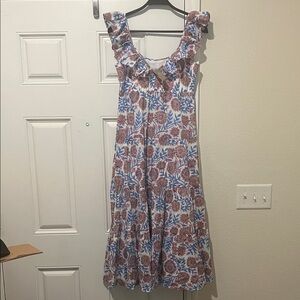 J. Crew Blue and Purple Floral Midi Dress